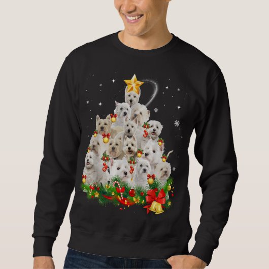 West Highland White Terrier Christmas Tree Lights Trui (Voorkant)