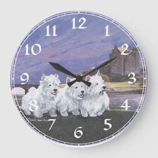 West Highland White Terrier Clock Grote Klok (Voorkant)