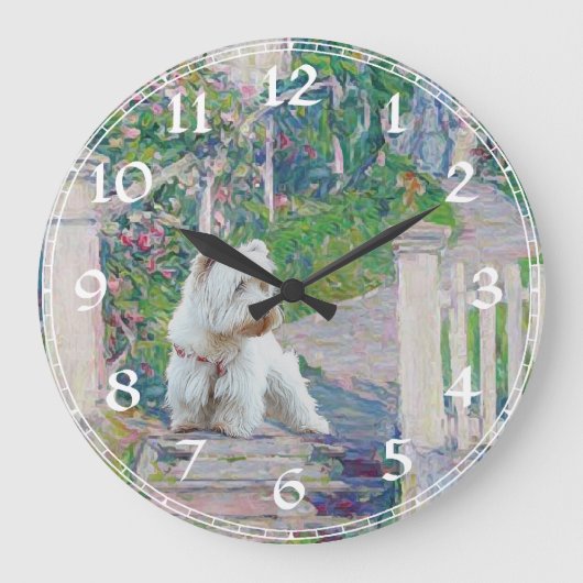 West Highland White Terrier Clock Grote Klok (Voorkant)