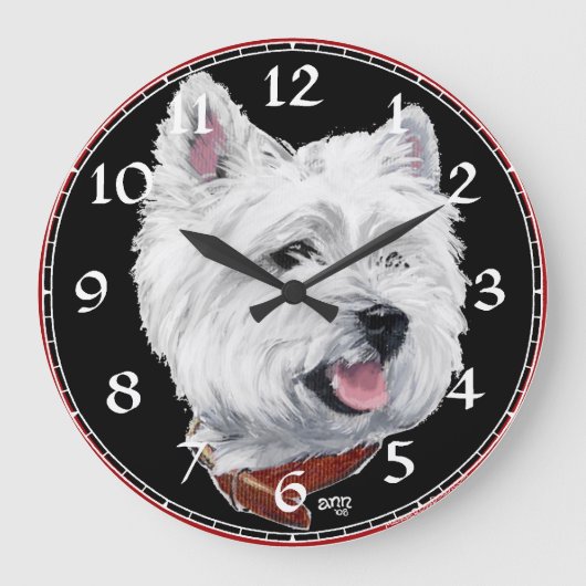 West Highland White Terrier Clock Grote Klok (Voorkant)