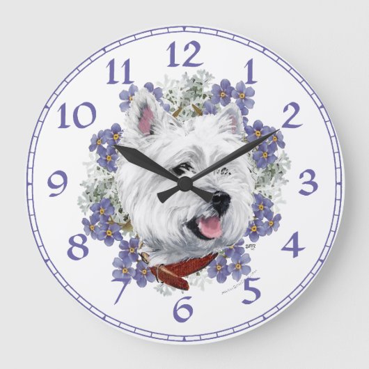 West Highland White Terrier Clock Grote Klok (Voorkant)