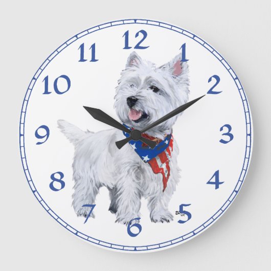 West Highland White Terrier Clock Grote Klok (Voorkant)