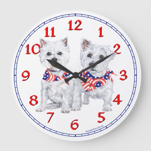 West Highland White Terrier Clock Grote Klok (Voorkant)