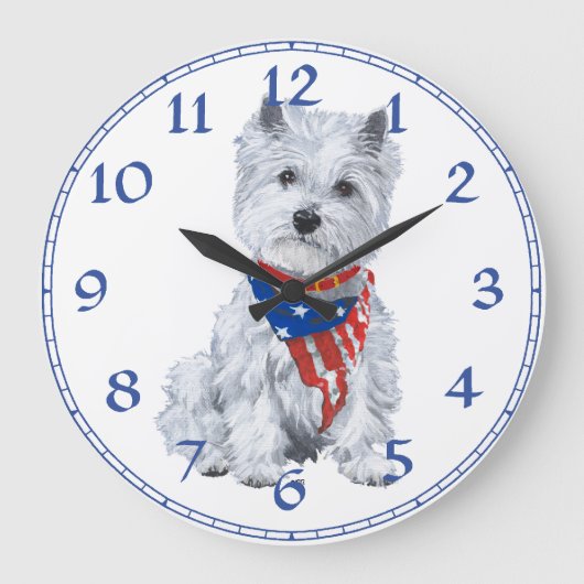 West Highland White Terrier Clock Grote Klok (Voorkant)