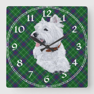 West Highland White Terrier Clock Vierkante Klok
