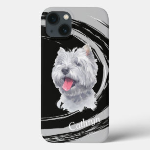 West Highland White Terrier Dog Abstract Swirl Case-Mate iPhone Case