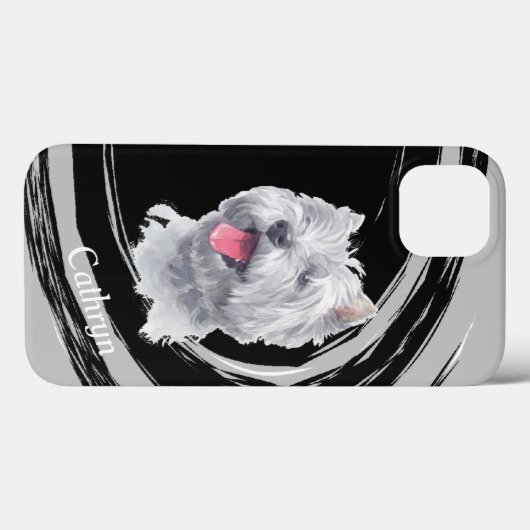 West Highland White Terrier Dog Abstract Swirl Case-Mate iPhone Case (Achterkant (horizontaal))