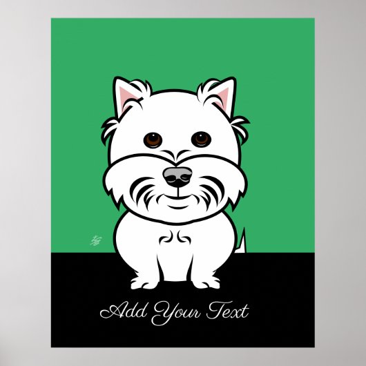 West Highland White Terrier Dog Cartoon Poster (Voorkant)