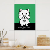 West Highland White Terrier Dog Cartoon Poster (Keuken)