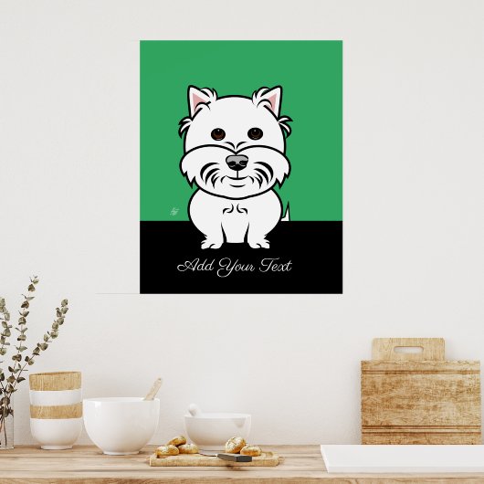 West Highland White Terrier Dog Cartoon Poster (Keuken)