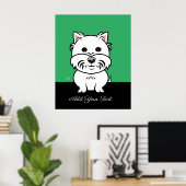 West Highland White Terrier Dog Cartoon Poster (Thuiskantoor)