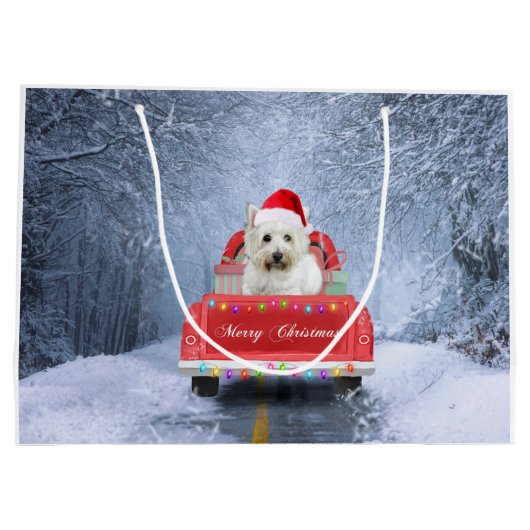 West Highland White Terrier Dog in Snow Groot Cadeauzakje (Achterkant)
