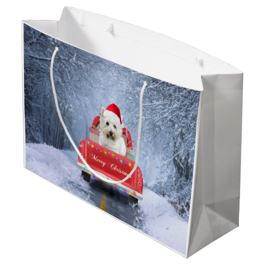 West Highland White Terrier Dog in Snow Groot Cadeauzakje (Achterkant Gekanteld)