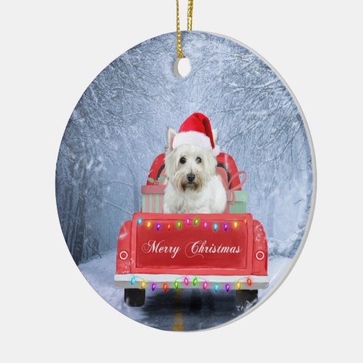 West Highland White Terrier Dog in Snow  Keramisch Ornament (Links)