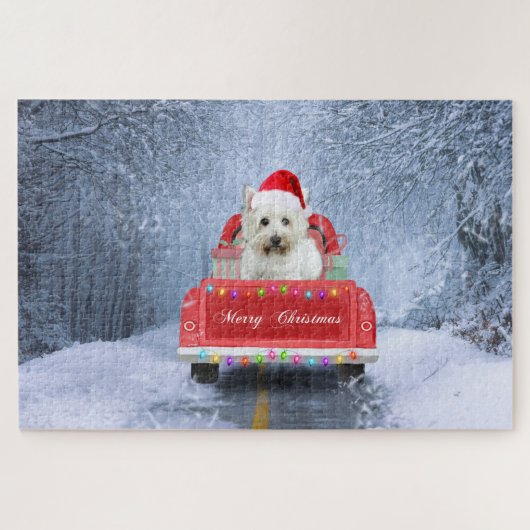 West Highland White Terrier Dog in Snow Legpuzzel (Horizontaal)