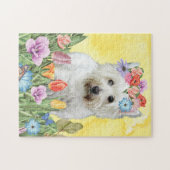 West Highland White Terrier Dog met Flowers Sprin Legpuzzel (Horizontaal)