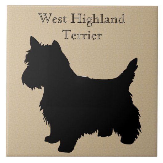 West Highland White Terrier Dog Silhouette Tegeltje (Voorkant)