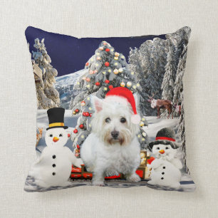 West Highland White Terrier Dog Snow Christmas-Pet Kussen