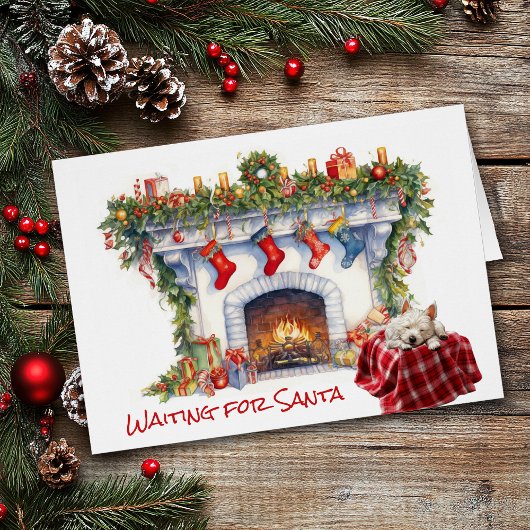 West Highland White Terrier Dog Wacht op de Kerstm