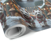 West Highland White Terrier Dogs Christmas Snow  Cadeaupapier (Rol Hoek)