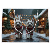 West Highland White Terrier Dogs Christmas Snow  Groot Cadeauzakje (Voorkant)
