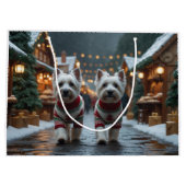 West Highland White Terrier Dogs Christmas Snow  Groot Cadeauzakje (Achterkant)