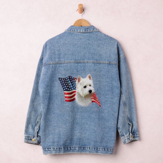 West Highland White Terrier Flag Denim Jacket (Hangar)