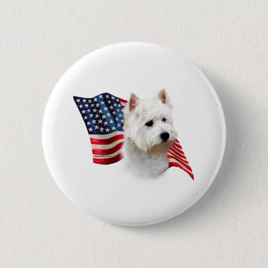 West Highland White Terrier Flag Ronde Button 5,7 Cm (Voorkant)