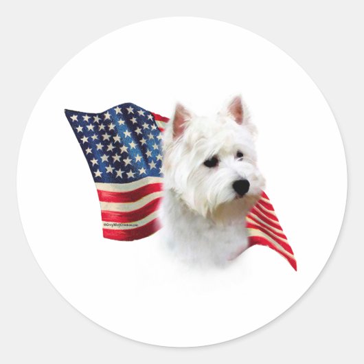 West Highland White Terrier Flag Ronde Sticker (Voorkant)