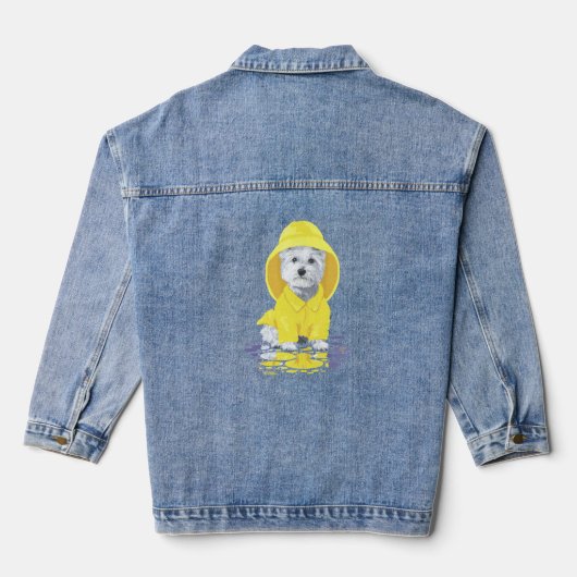 West Highland White Terrier gladde Sou'wester Denim Jacket (Achterkant)