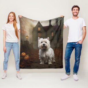 West Highland White Terrier Halloween Griezelen Fleece Deken