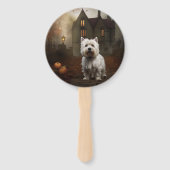 West Highland White Terrier Halloween Griezelen Handwaaier (Achterkant)