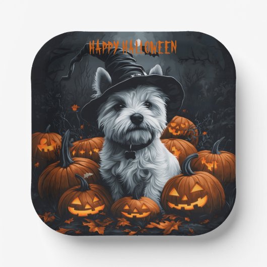 West Highland White Terrier Halloween Papieren Bordje (Voorkant)
