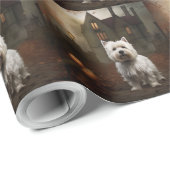 West Highland White Terrier Halloween Scary Cadeaupapier (Rol Hoek)
