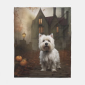 West Highland White Terrier Halloween Scary Fleece Deken (Voorkant)