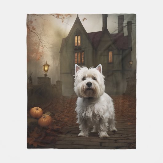 West Highland White Terrier Halloween Scary Fleece Deken (Voorkant)