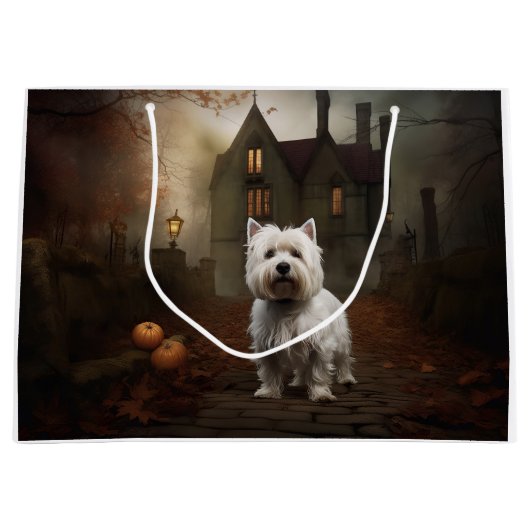 West Highland White Terrier Halloween Scary Groot Cadeauzakje (Voorkant)