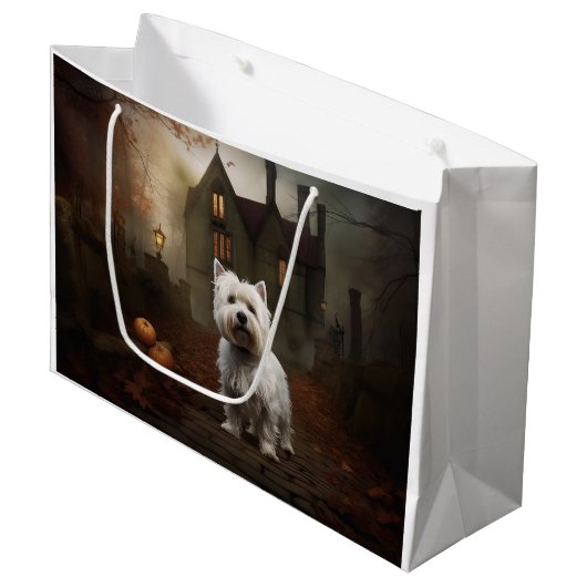West Highland White Terrier Halloween Scary Groot Cadeauzakje (Voorkant Gekanteld)