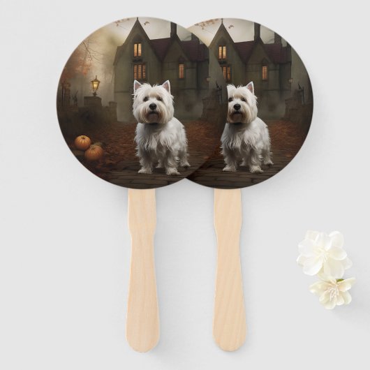 West Highland White Terrier Halloween Scary Handwaaier (Voorkant en achterkant)