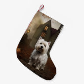 West Highland White Terrier Halloween Scary Kleine Kerstsok (Voorkant (Hangend))