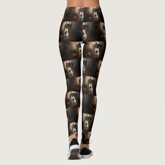 West Highland White Terrier Halloween Scary Leggings (Achterkant)