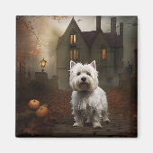 West Highland White Terrier Halloween Scary Magneet (Voorkant)