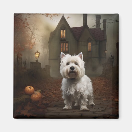 West Highland White Terrier Halloween Scary Magneet (Voorkant)
