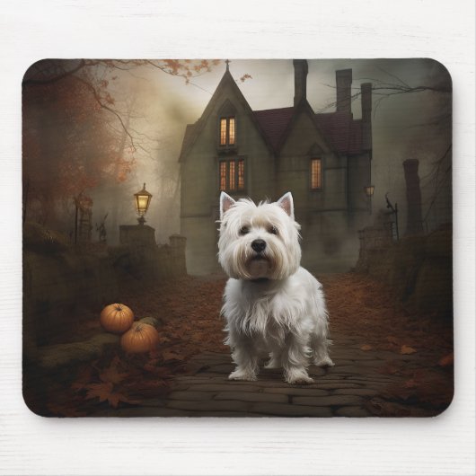 West Highland White Terrier Halloween Scary Muismat (Voorkant)