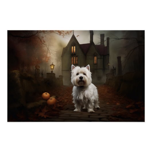 West Highland White Terrier Halloween Scary Perfect Poster (Voorkant)