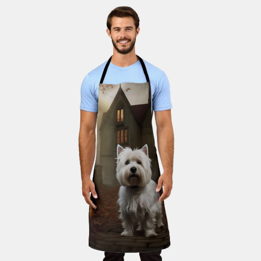 West Highland White Terrier Halloween Scary Schort (Gedragen)