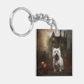 West Highland White Terrier Halloween Scary Sleutelhanger (Voorkant Links)