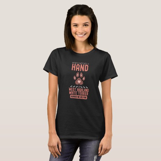 West Highland White Terrier Hand Dog Paw Premium T-shirt (Voorkant volledig)