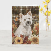 West Highland White Terrier Herfst Dankdag Kaart (Gele Bloem)