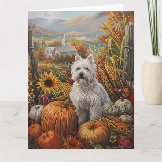 West Highland White Terrier Herfst Thanksgiving Kaart (Voorkant)
